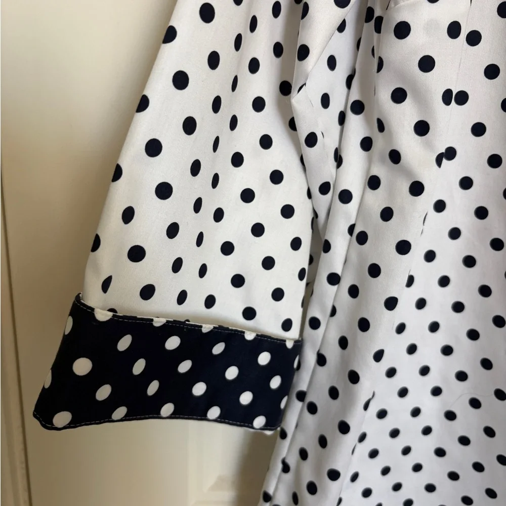 Chico's Navy and White Polka Dot Blouse - Picture 3 of 6